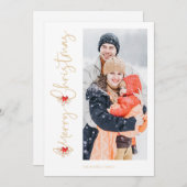 クラシック植物花束メリークリスマスフォト (正面/裏面)