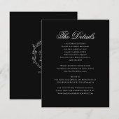 クラシック正式ブラックモノグラム結婚式の詳細 エンクロージャーカード (正面/裏面)