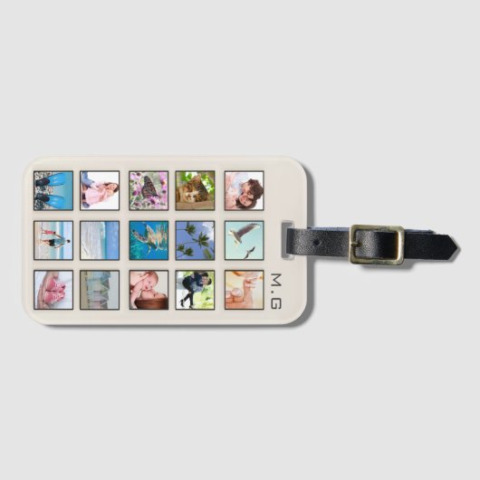 クラシック正方形フレーム写真コラージュ ラゲッジタグ (正面横)
