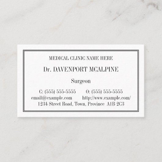 クラシック気にヘルスプロフェッショナル名刺 名刺 (正面)