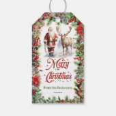 クラシック水の色サンタとレッドベリーリース ギフトタグ (裏面)