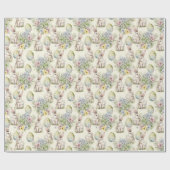 クラシック水の色ソフトパステルイースターラビット ラッピングペーパー (フラット)