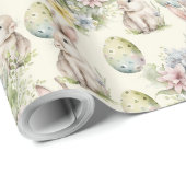 クラシック水の色ソフトパステルイースターラビット ラッピングペーパー (ロールコーナー)