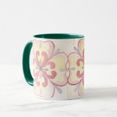 クラシック水の色フローラおばあちゃんのギフトグリーンピンク マグカップ (正面左)