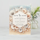 クラシック水カラービーチ結婚式 セーブザデート (スタンド正面)