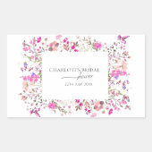 クラシック水カラーブライダルシャワー 長方形シール (正面)