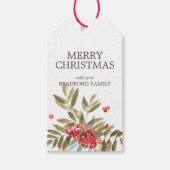 クラシック水彩クリスマスベリーパーソナライズされた ギフトタグ (正面)