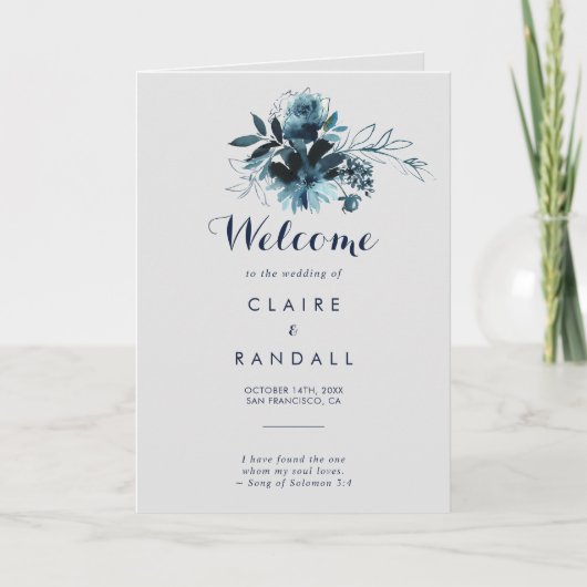 クラシック水彩フローラ折り結婚式 プログラム (正面)