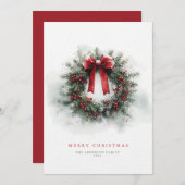 クラシック水彩リースクリスマスカード シーズンカード (正面/裏面)