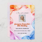 クラシック水彩枠誕生日パーソナライズされた 招待状 (正面/裏面)