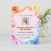 クラシック水彩枠誕生日パーソナライズされた 招待状 (スタンド正面)