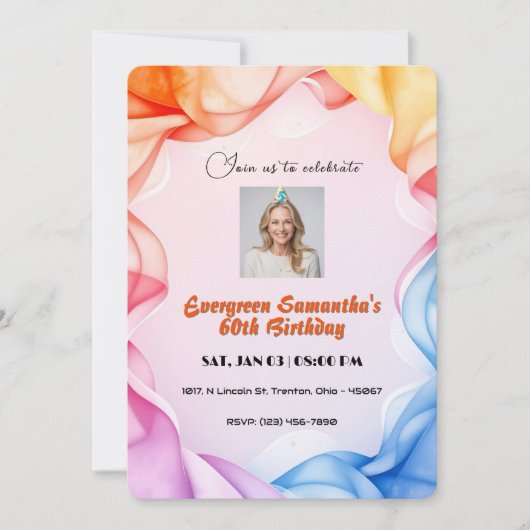 クラシック水彩枠誕生日パーソナライズされた 招待状 (正面)