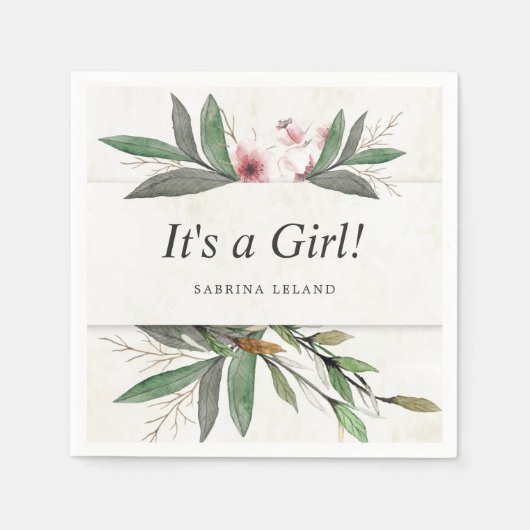 クラシック水彩植物花 スタンダードカクテルナプキン (正面)