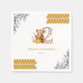 クラシック水彩熊はちみつ第2の誕生日 スタンダードカクテルナプキン (正面)