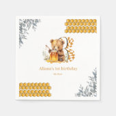 クラシック水彩熊はちみつ3歳 スタンダードカクテルナプキン (正面)