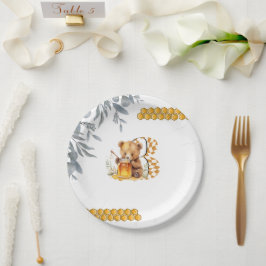 クラシック水彩熊はちみつ3歳 ペーパープレート