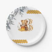 クラシック水彩熊はちみつ3歳 ペーパープレート (正面)