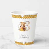 クラシック水彩熊はちみつ3歳 紙コップ (正面)