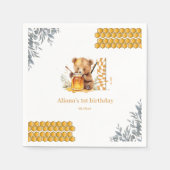 クラシック水彩熊はちみつ4歳の誕生日 スタンダードカクテルナプキン (正面)