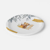 クラシック水彩熊はちみつ4歳の誕生日 ペーパープレート (アングル)