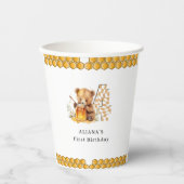 クラシック水彩熊はちみつ4歳の誕生日 紙コップ (正面)