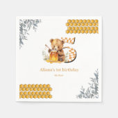 クラシック水彩熊ハニー5歳の誕生日 スタンダードカクテルナプキン (正面)