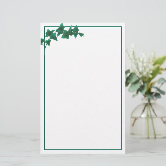クラシック水彩緑アイビー文房具 便箋 (スタンド正面)