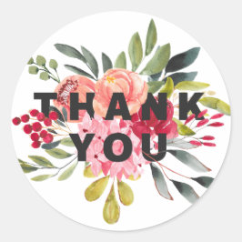 クラシック水彩花フローラありがとう ラウンドシール