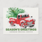 クラシック水彩赤トラックシーズンのご挨拶 ポストカード (正面)