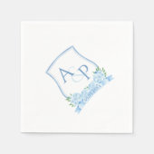 クラシック水彩青紫陽花結婚の紋 スタンダードカクテルナプキン (正面)