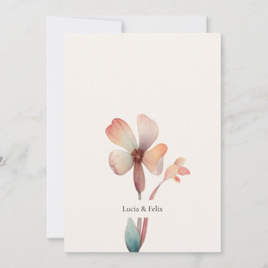 クラシック水彩青葉空白の結婚の サンキューカード (裏面)