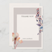 クラシック水彩青葉空白の結婚の サンキューカード (正面/裏面)