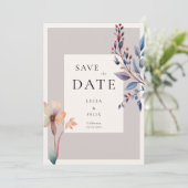 クラシック水彩青離れミニマ結婚リスト 招待状 (スタンド正面)