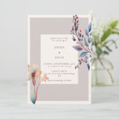 クラシック水彩青離れミニマ結婚リスト 招待状 (スタンド正面)