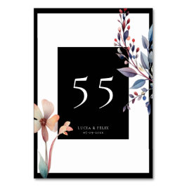 クラシック水彩青離れ色結婚黒 テーブルナンバー