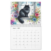 クラシック水彩12匹の猫種の花2025 カレンダー (3月 2027)