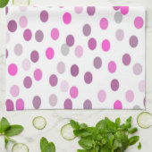 クラシック水玉模様ピンクの白 キッチンタオル (折り畳み)