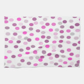 クラシック水玉模様ピンクの白 キッチンタオル (横)