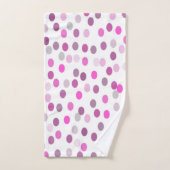 クラシック水玉模様ピンクの白 バスタオルセット (ハンドタオル)