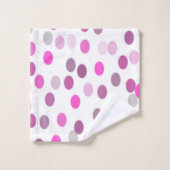 クラシック水玉模様ピンクの白 バスタオルセット (ウォッシュタオル)