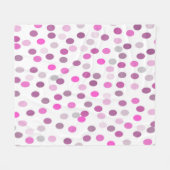 クラシック水玉模様ピンクの白 フリースブランケット (正面(横))