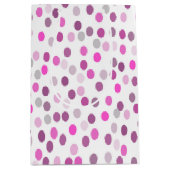 クラシック水玉模様ピンクの白 ミディアムペーパーバッグ (正面)