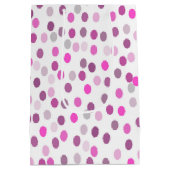 クラシック水玉模様ピンクの白 ミディアムペーパーバッグ (裏面)
