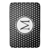 クラシック水玉模様ホワイトオンブラックモノグラム バスマット (正面縦)