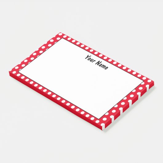 クラシック水玉模様赤と白名前をカスタムする ポストイット (アングル)