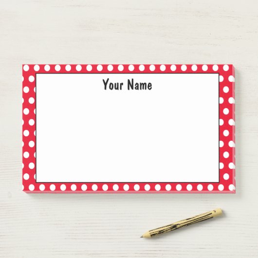 クラシック水玉模様赤と白名前をカスタムする ポストイット (デスク)