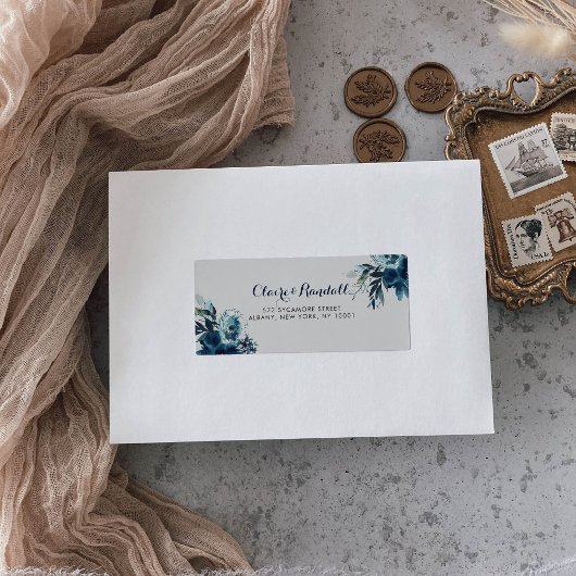 クラシック水色フローラRSVPアドレス ラベル