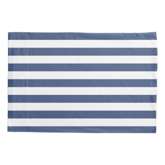 クラシック沿岸ストライプ | コバルトブルーストライプ 枕カバー (裏面-左)