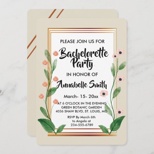 クラシック洗練さエレガントれた独身者 招待状 (正面/裏面)