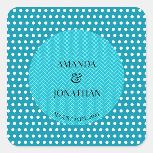 クラシック海エレガント青のカスタムウェディング名 スクエアシール (正面)